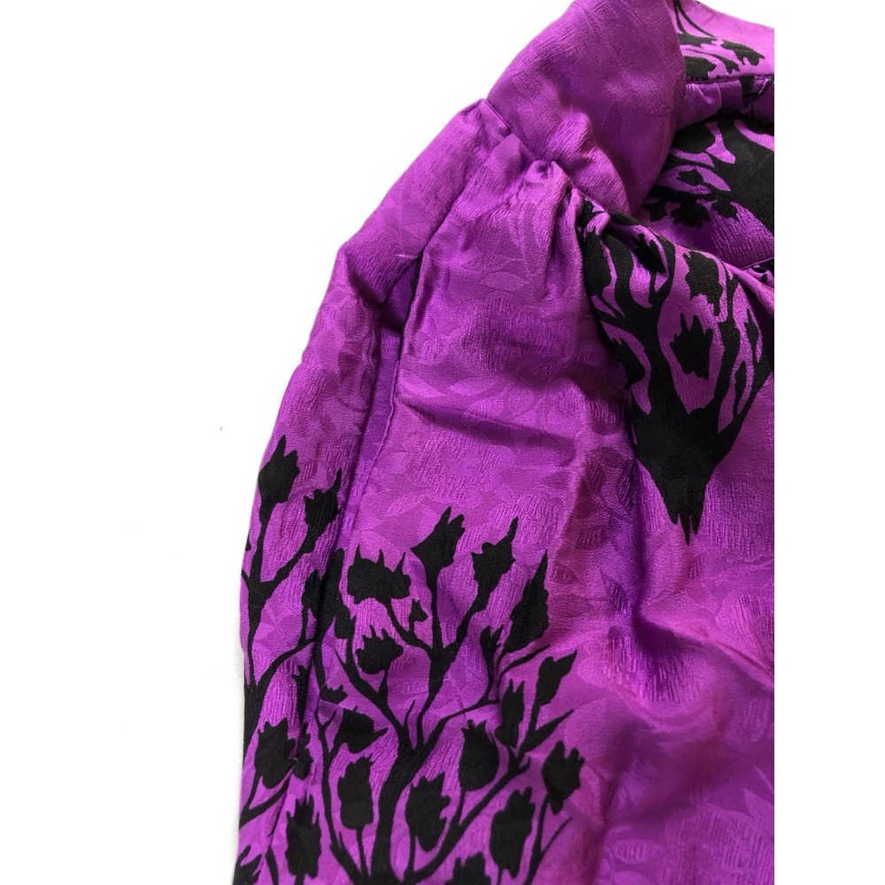 Vintage Mary McFadden for Jack Mulqueen Silk Blouse Skirt Set Purple Black Sz 8 - Picture 12 of 12